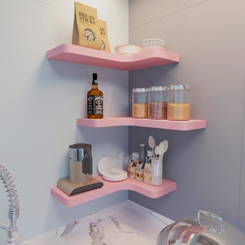 Black Solid Wood Corner Floating Shelves Set of 3 M990
