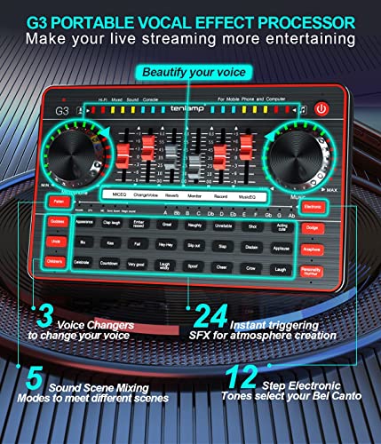 Podcast Microphone Bundle with Audio Mixer, 3.5mm Condenser Microphone, Soundboard with Voice Changer G71996