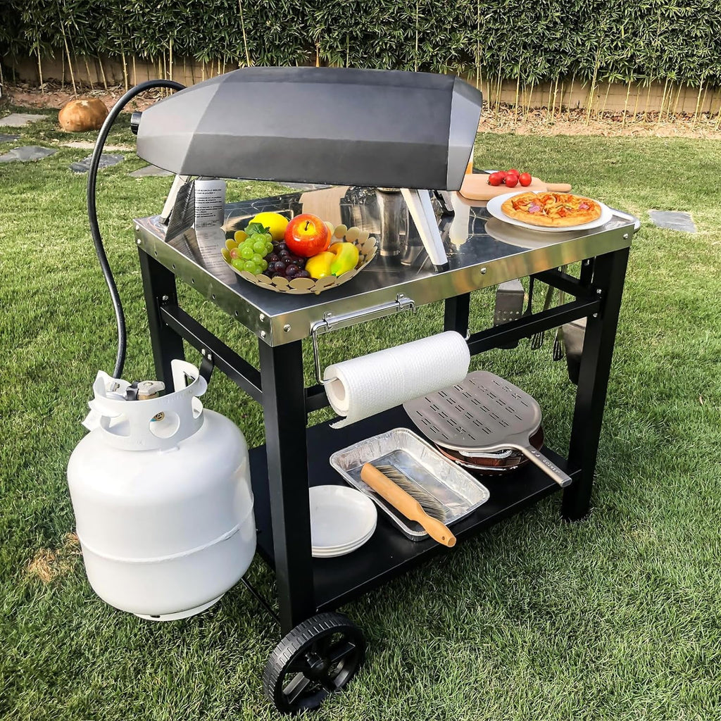 Outdoor Grill Cart Table with Wheels I3530