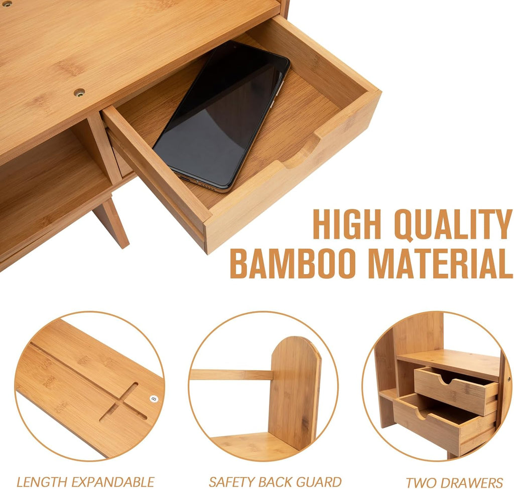 Bamboo Desktop Bookshelf Organizer J987