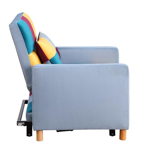 3-in-1 Convertible Chair Bed, 31.5 Inch Pull Out Sofa Bed with Adjustable Backrest, Solid Wood Feet H486