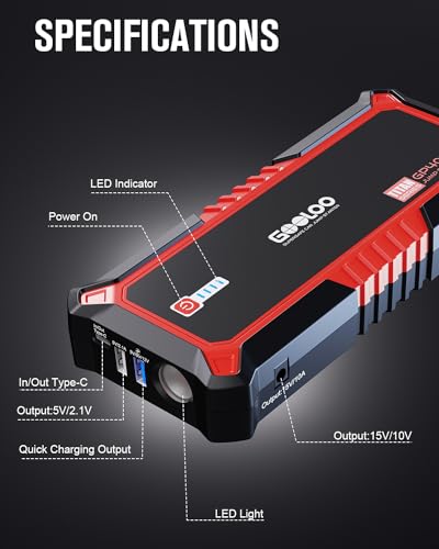 4000A Peak Car Battery Jump Starter with Jumper Cable H7351