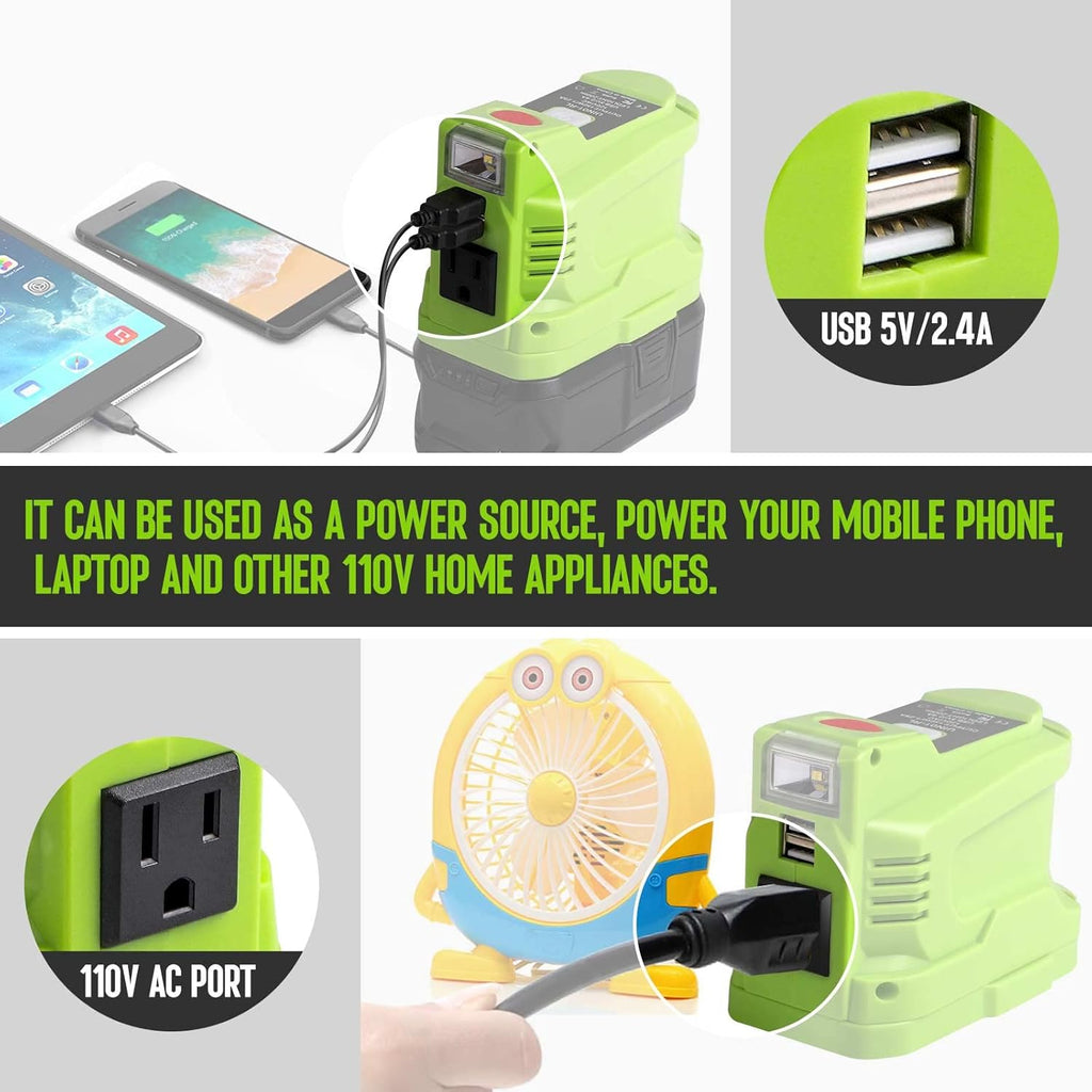 Power Inverter 150W Portable Charger DC 18V to AC 110 with AC/USB Port Y7386