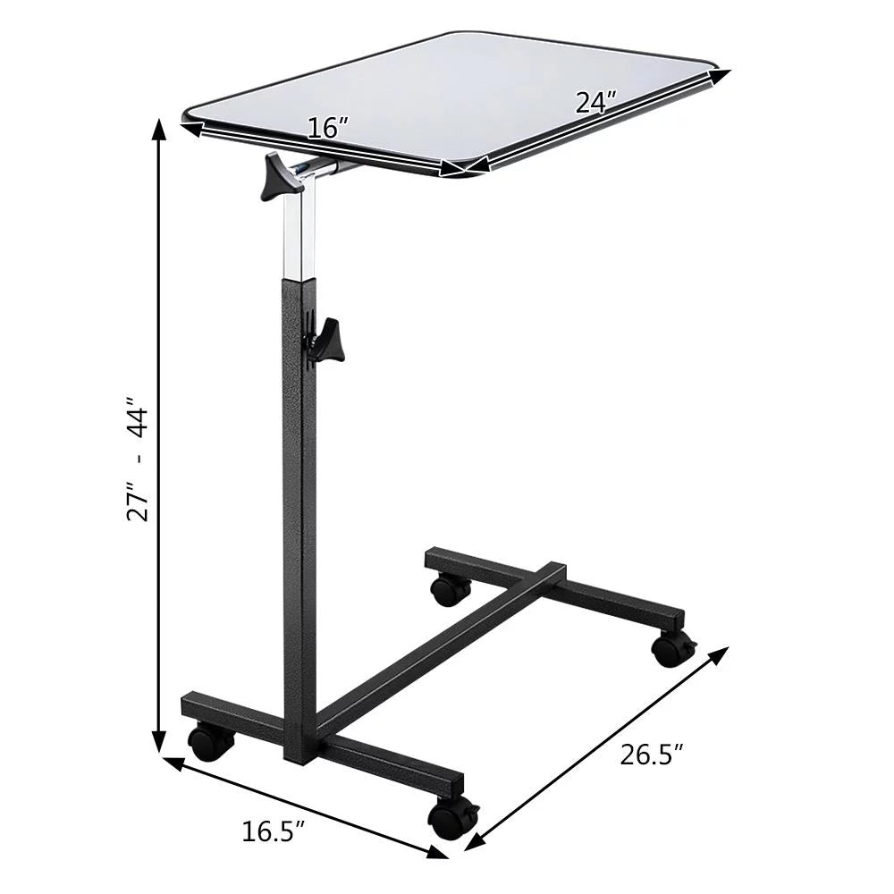 Adjustable Overbed Bedside Table with Wheels Gray S23639