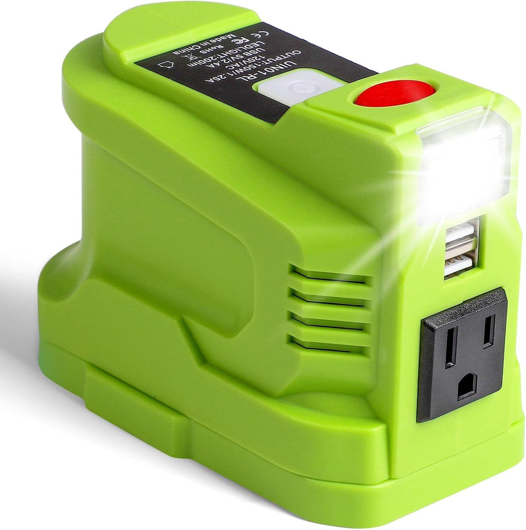 Power Inverter 150W Portable Charger DC 18V to AC 110 with AC/USB Port Y7386
