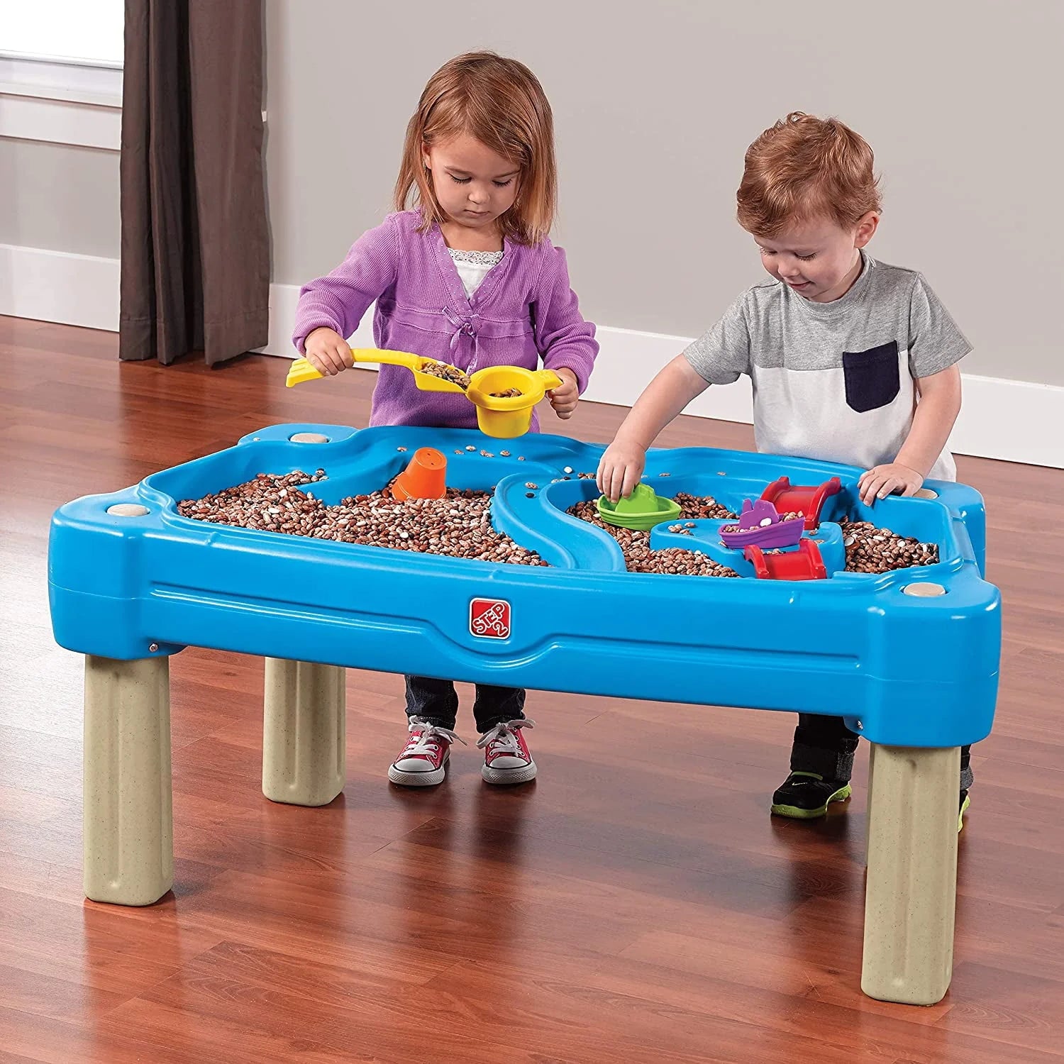 Blue Plastic Sandbox and Water Table with Cover and Umbrella A904858