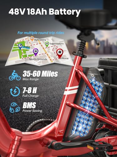 Electric Trike with 750W Motor, 48V 18AH Battery, 20" Fat Tire, Large Basket N68198