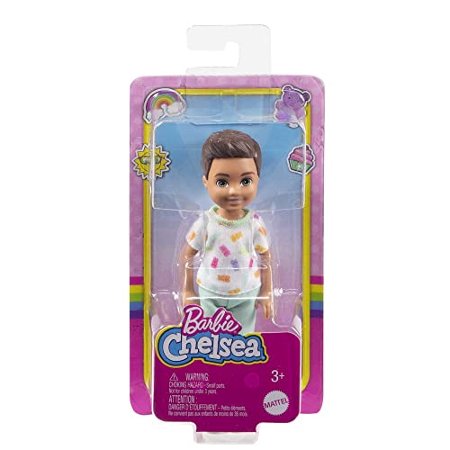 Chelsea Doll with Long Blonde Hair & Blue Eyes Wearing Removable Purple Flowered Dress & Yellow Shoes Z62816