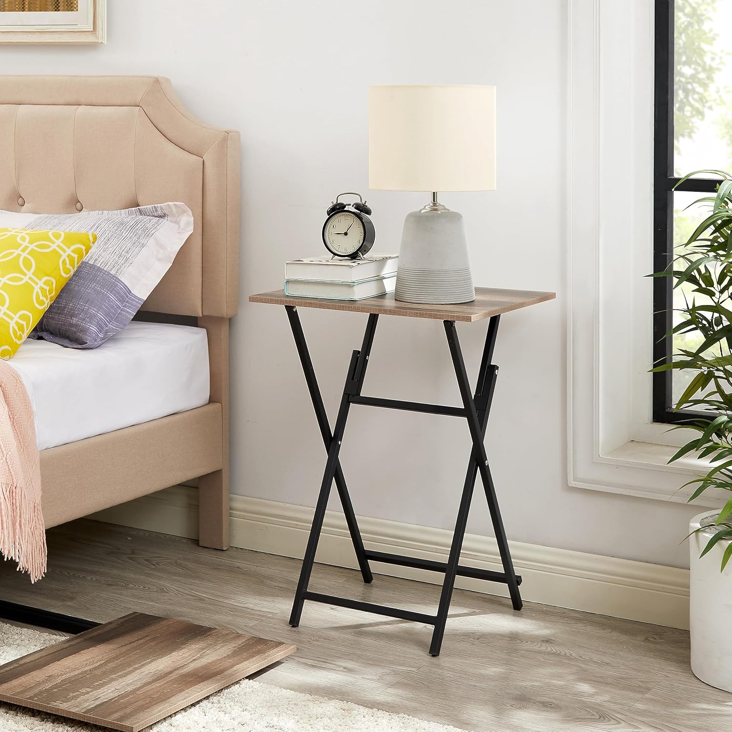 Rustic Brown Black TV Tray Table 2-Piece Portable Tables R212