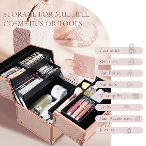 10 Inch Portable Makeup Train Case with Lockable W4695