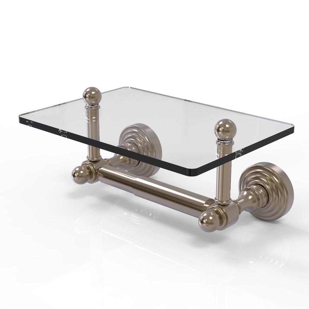 Black Matte Two Post Toilet Tissue Holder with Glass Shelf K211741