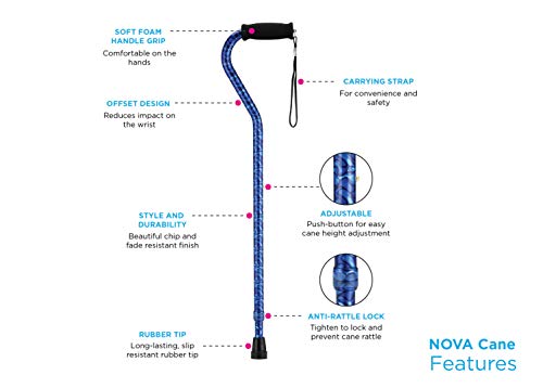 Lightweight Adjustable Walking Cane with Offset Handle D838494