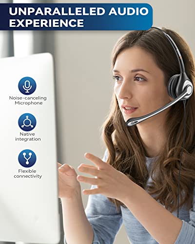 Corded Telephone Headset with Noise Canceling Mic and Quick Disconnect M306206