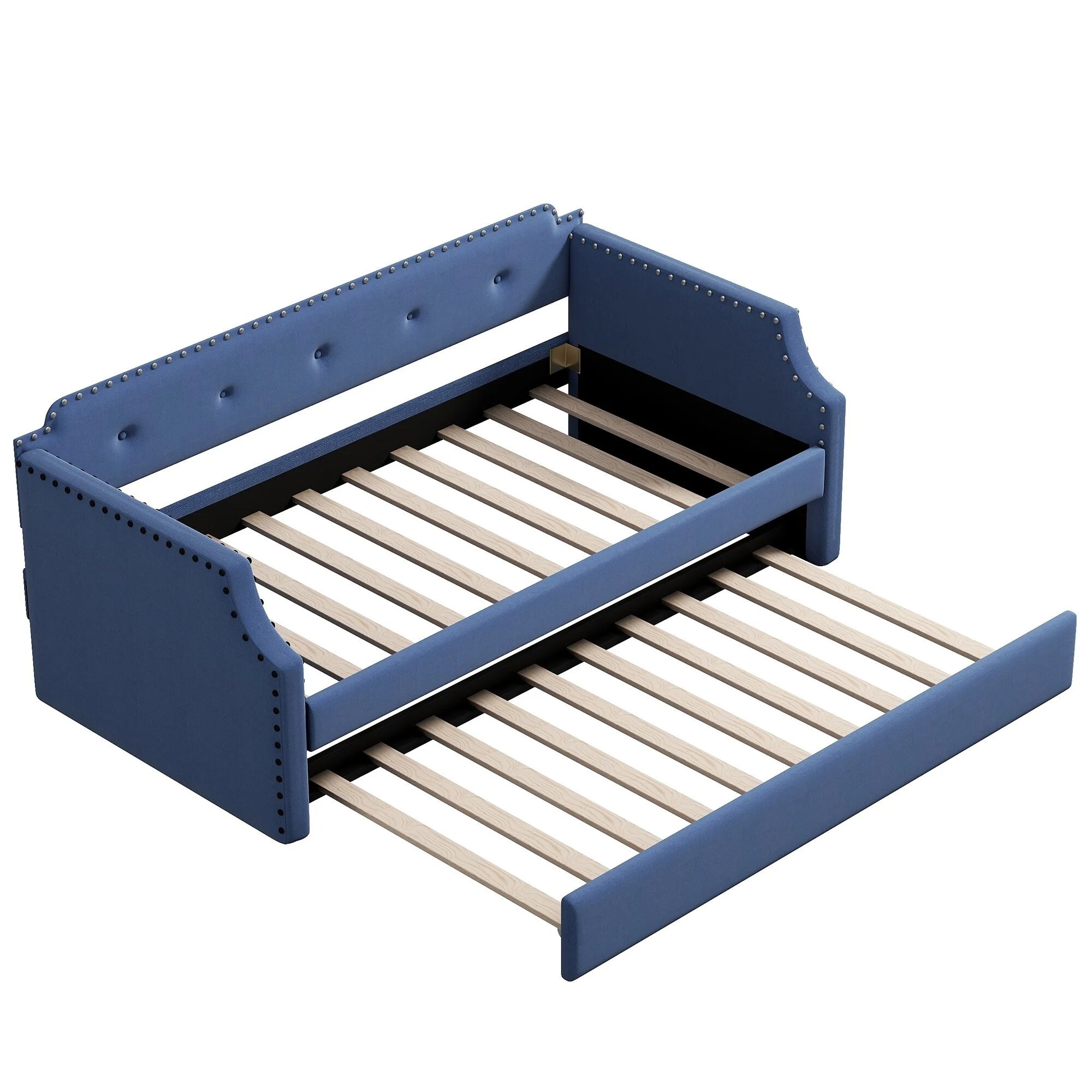 Twin Size Upholstered Daybed with Trundle Blue I491
