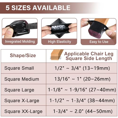 32 Pack Clear Square Silicone Chair Leg Floor Protectors A584476