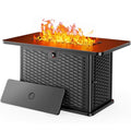 43-Inch Rectangular Propane Fire Pit with 60,000 BTU Output, Cover and Rocks, 304 Stainless Steel H-Burner E8271