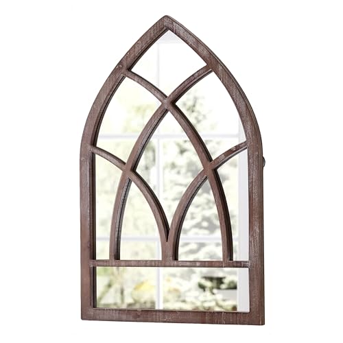 Farmhouse Arched Window Mirror 16 X 24 Inch Distressed White Rustic Cathedral Window Pane Mirror Q370