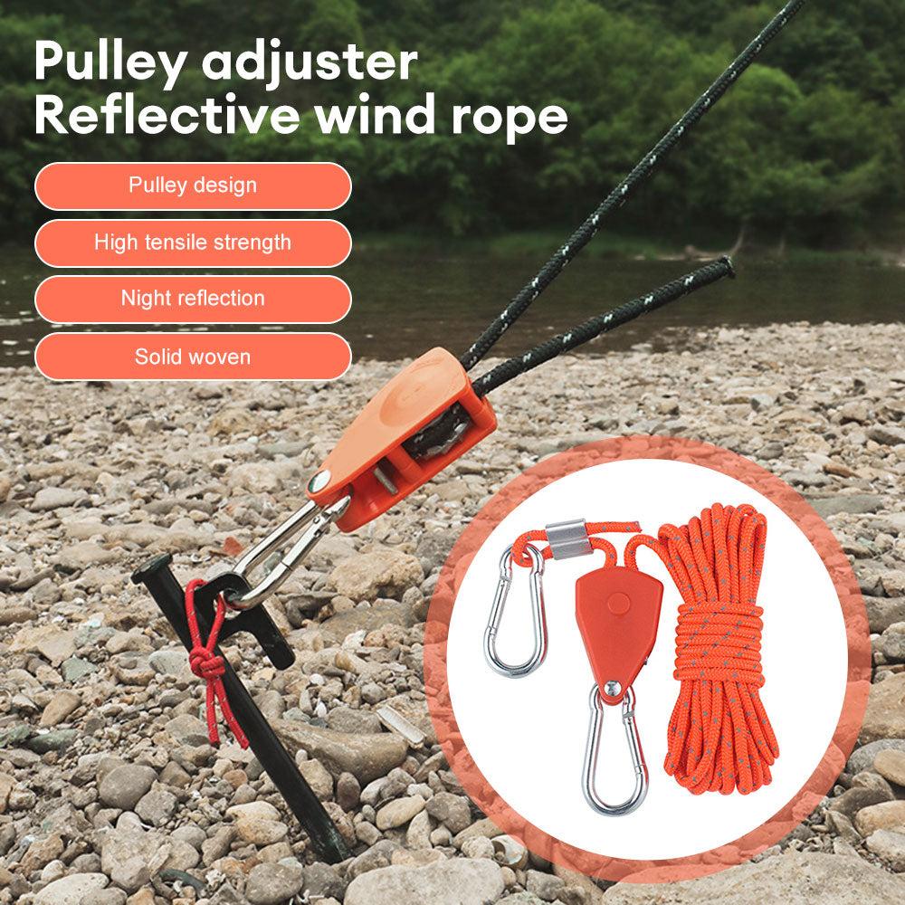 Camping Rope with Ratchet Pulley Guy Lines Q22916