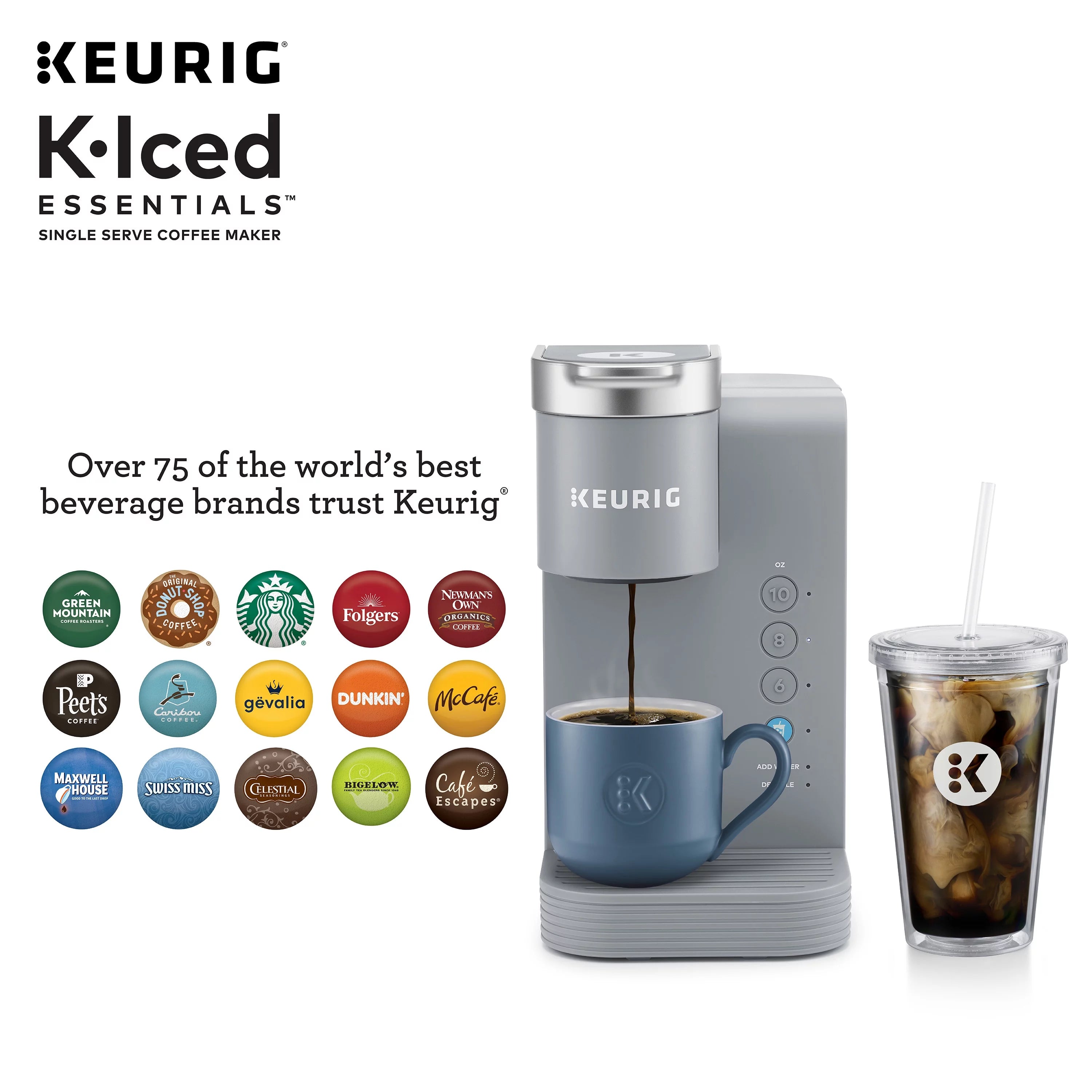 Gray Iced and Hot Single-Serve K-Cup Pod Coffee Maker H131