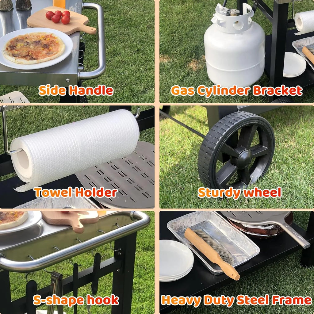 Outdoor Grill Cart Table with Wheels I3530