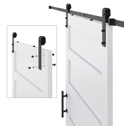 White 5 Panel Sliding Barn Door with 6ft Hardware Kit D306596