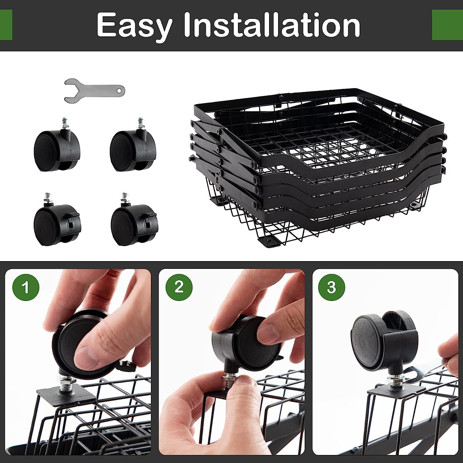 5 Tier Foldable Rolling Storage Cart with Lockable Wheels X820891