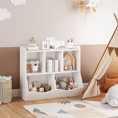 Kids Bookshelf and Bookcase Toy Storage Multi Shelf with Cubby Organizer Cabinet B87660