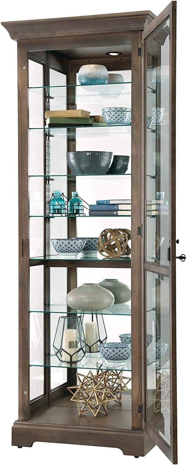 Cherry Bordeaux Seven Glass Shelves Curio Cabinet D138
