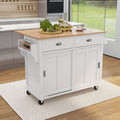 Mobile Kitchen Island Cart with Spice Rack and Towel Rack, Rolling Kitchen Island with Drop Leaf, 2 Drawers and Sliding Barn Doors Y8263