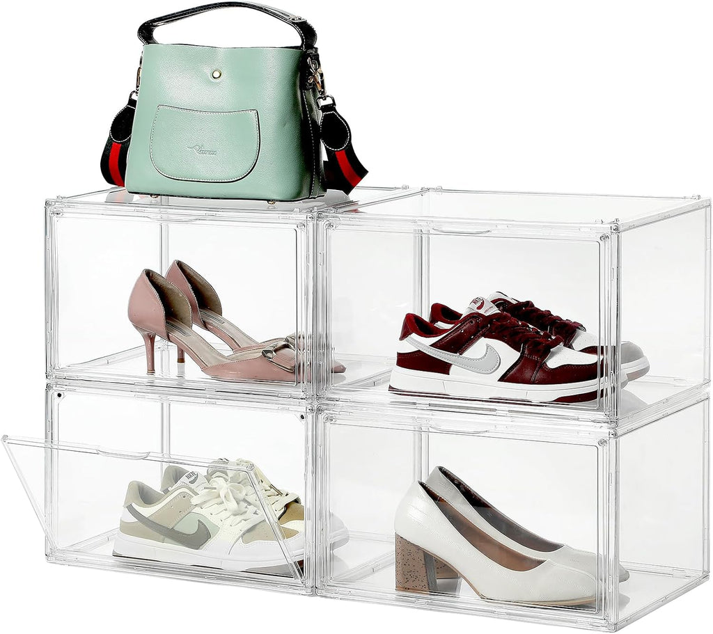Clear Shoe Storage Box Stackable 4-Pack P34591