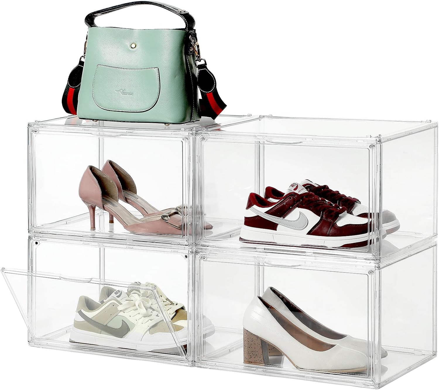 Clear Shoe Storage Box Stackable 4-Pack P34591
