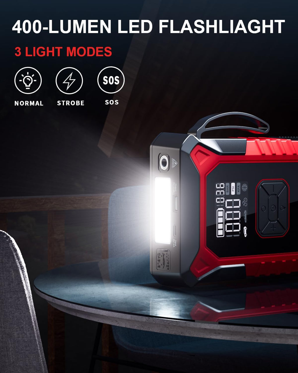3000A Portable Car Battery Booster with 150PSI Tire Inflator B9530