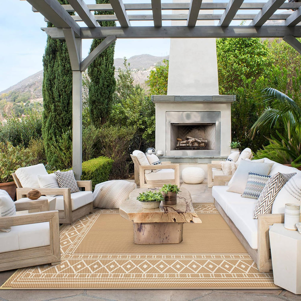 5' x 8' Waterproof Reversible Outdoor Plastic Straw Rug S1687