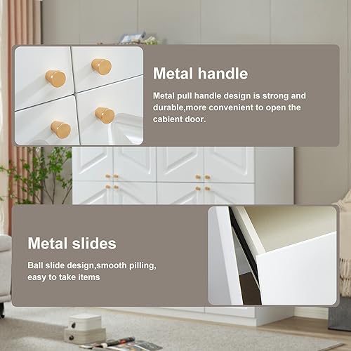 White 4 Door 2 Drawers Wooden Armoire Wardrobe Cabinet E903