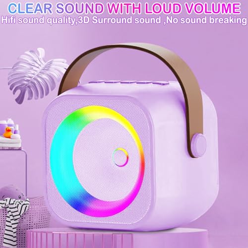 Mini Karaoke Machine with 2 Wireless Microphone & LED Lights W296011