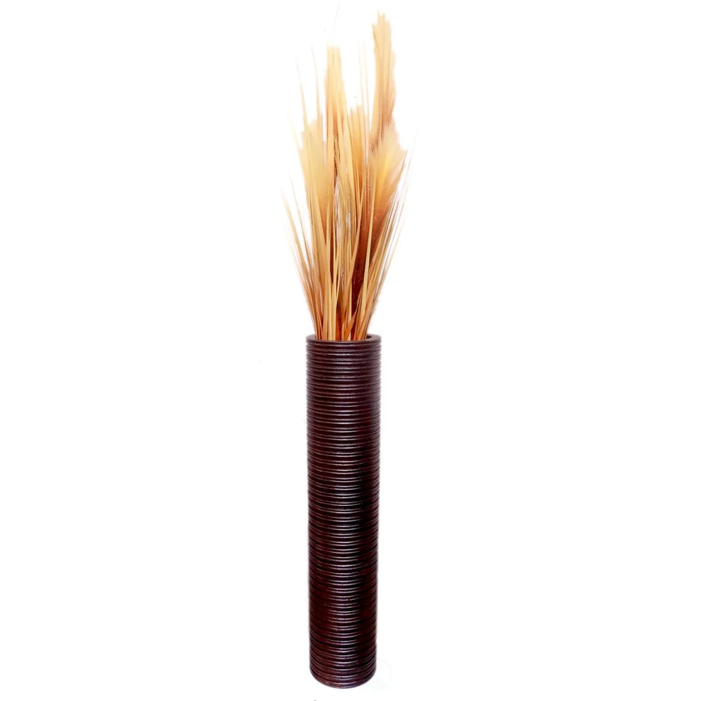 Brown Mango Wood Cylinder Vase K74300