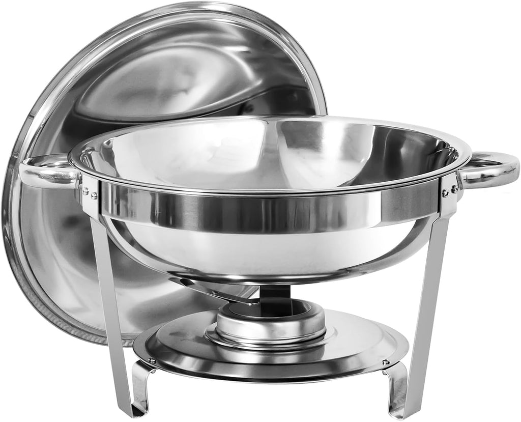 5 Qt Stainless Steel Round Chafing Dish Buffet Set 6 Pack H31766