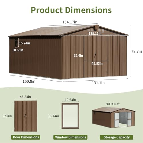 Brown Steel Outdoor Storage Shed C427926
