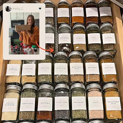 4 oz Clear Empty Spice Jars with Labels and Shaker Lids O87357