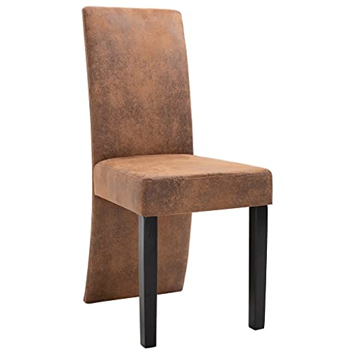 Brown Faux Suede Leather Dining Chairs 4 pcs L364
