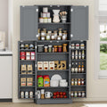 Gray Tall Freestanding Kitchen Pantry Cabinet with Doors and Shelves C345168