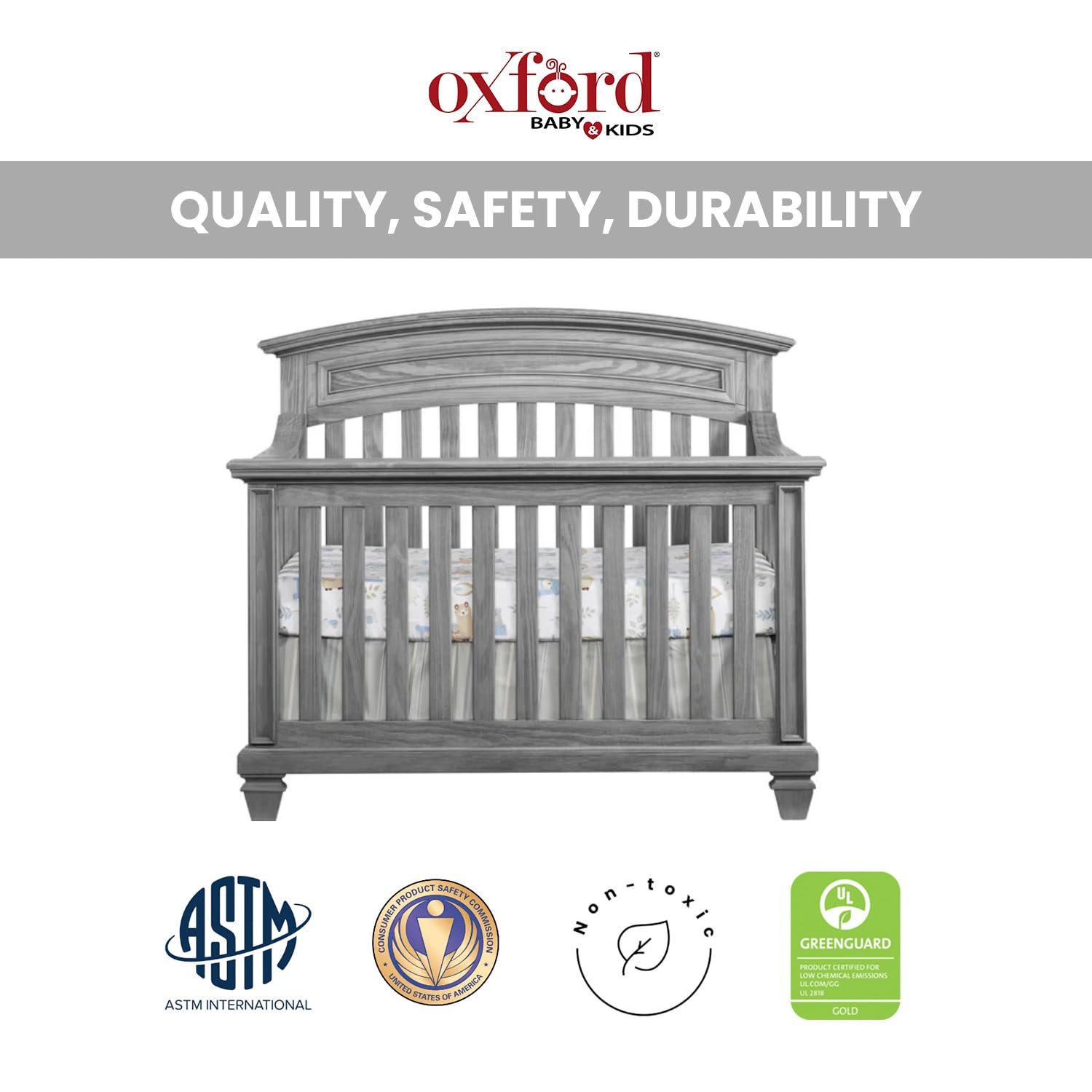 Brushed Gray 4 in 1 Convertible Crib Z193937