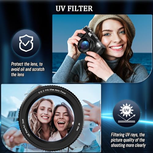 48MP Digital Camera with 16X Digital Zoom, 3" Flip Screen, 2 Batteries H4618