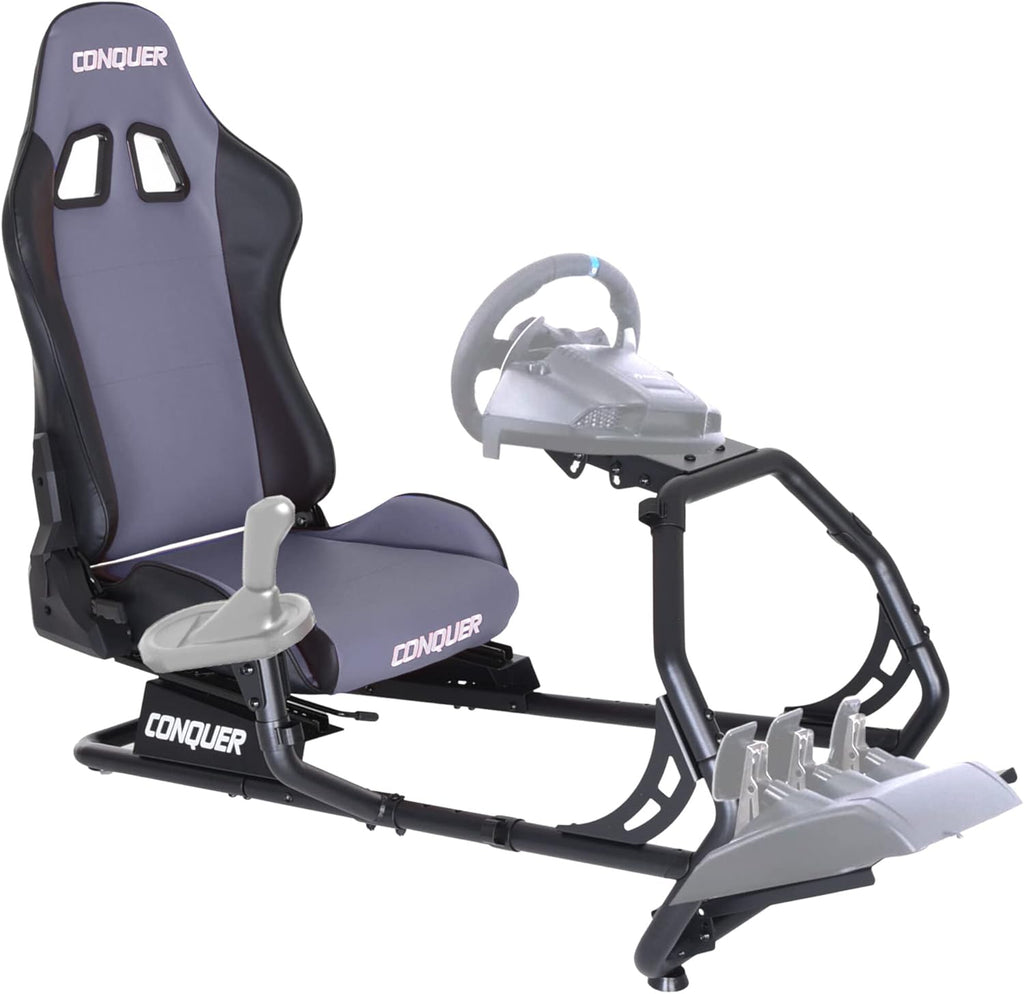 Reclinable Racing Simulator Cockpit with Gear Shifter Mount H78803