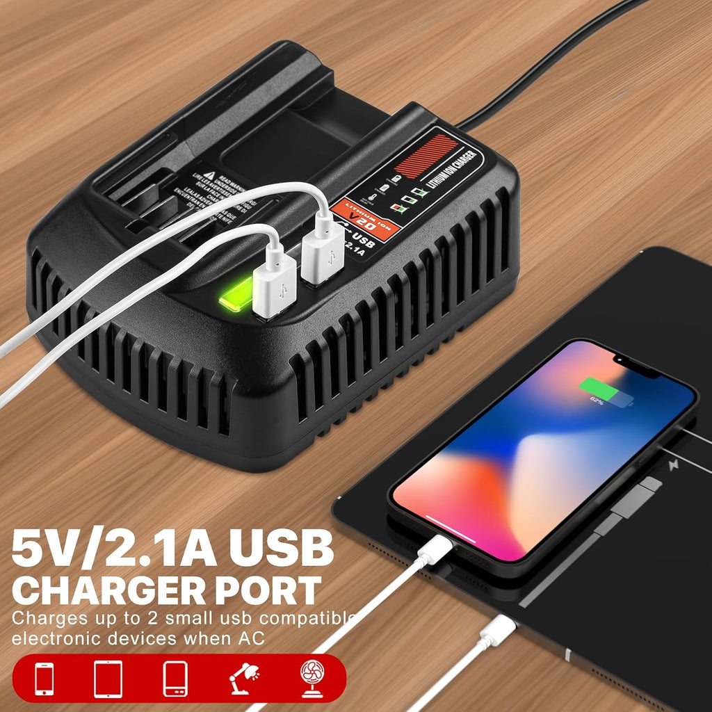 2Pack 20V 3.5Ah Replacement Battery and Charger Kit F48138