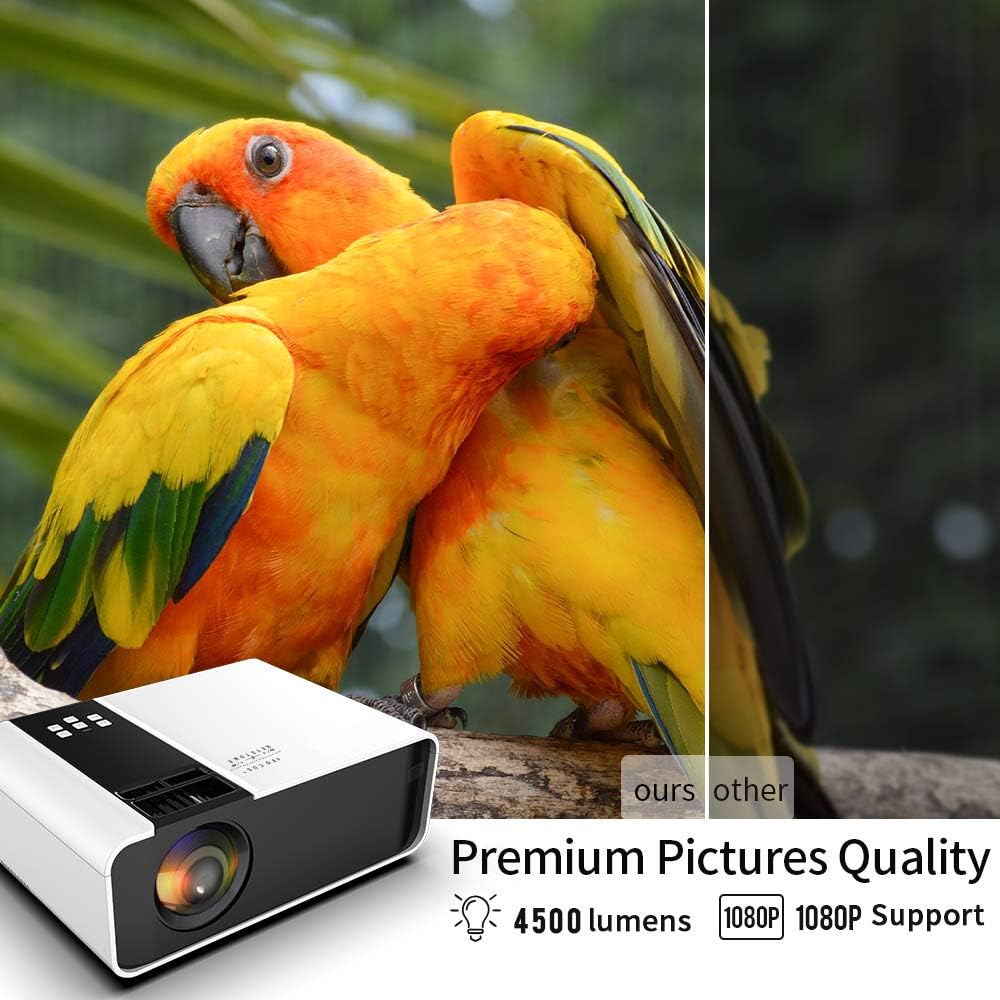 Mini Projector, 1080P HD Supported Portable Movie Projector with 45000 Hrs LED Lamp Life O196743