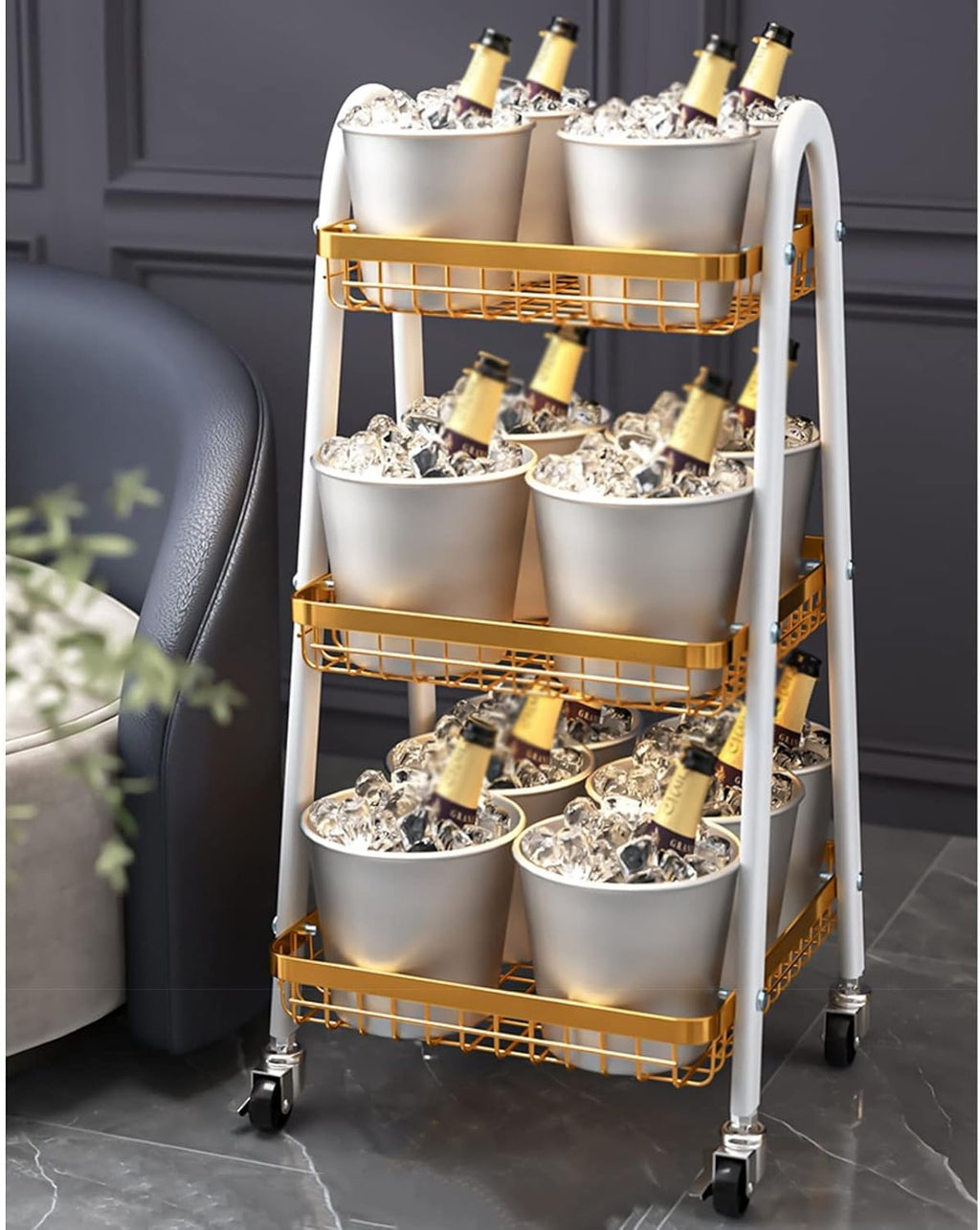 Kitchen Storage Cabinet Floor-to-Ceiling Multi-Layer Trolley Storage Rack E863