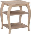 Natural Wooden Side Table with Curved Legs and Two Display Shelves Z852