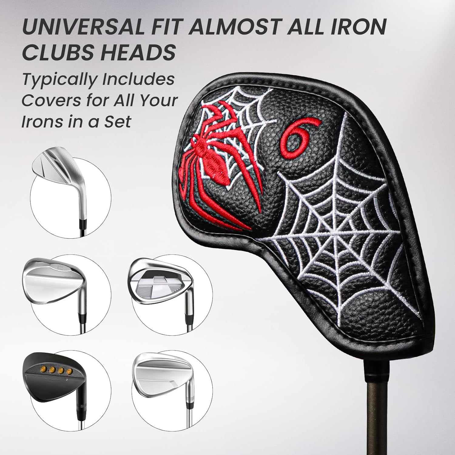 8 Piece Synthetic Leather Golf Iron Head Cover Set V3125