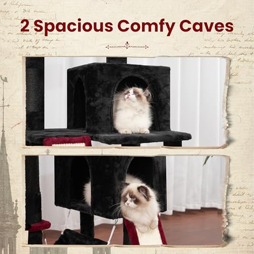 71'' Multi-Level Cat Tower with 2 Scratching Boards 7 Posts, Smoky Gray Z397373